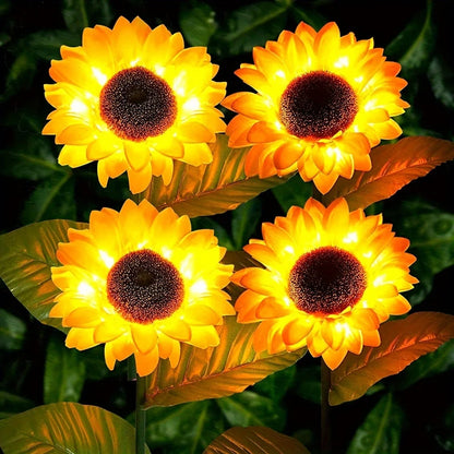 4Pack Solar Sunflower Lights Outdoor Flower Garden Stake Lights Waterproof Thanksgiving Decor for Grave Pathway Wedding Party