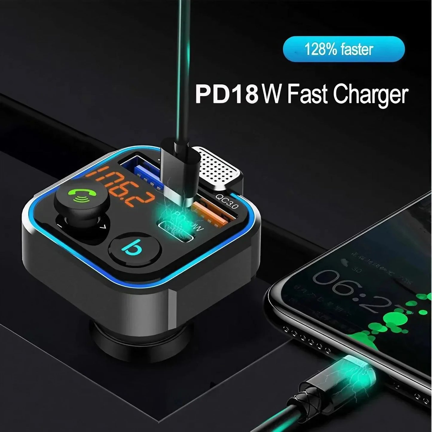 Bluetooth 5.0 FM Transmitter Car Kit - Wireless Hands-Free MP3 Player, Dual USB Quick Charger, PD 20W + QC 3.0, Car Audio Receiv