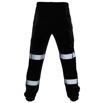 Mens Work Uniform Bottoms Safety Sweat Pants Striped Reflective Pants Loose Mens Jogging Trousers Joggers Patchwork Workwear