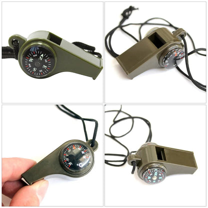 3 Pcs Compass Whistle Rescue Multifunction Camping Outdoor Survival Thermometer