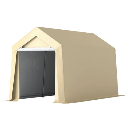 Outsunny 10' x 16' Carport, Heavy Duty Portable Garage Storage Tent with Large Zippered Door, Anti-UV PE Canopy Cover for Car, Truck, Boat, Motorcycle, Bike, Garden Tools, Outdoor Work by Dropsure