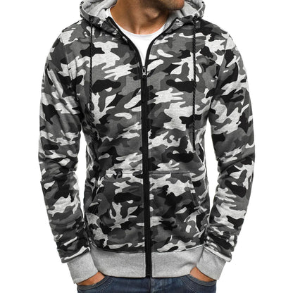 New Fashionable Plus Size Camo Hoodie Cardigan