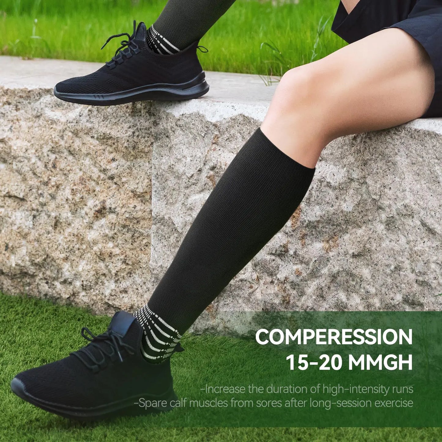 IRAMY Compressive Soccer Socks Ankle Compression Support Coolmax Wicking Anti-Slip Football Baseball Softball 1/2/3 Packs Small Red-two Packs