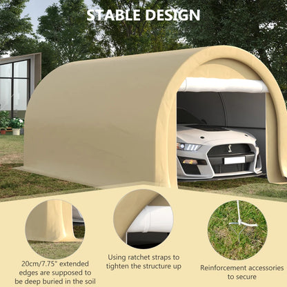 Outsunny 10' x 16' Carport, Heavy Duty Portable Garage Storage Tent with Large Zippered Door, Anti-UV PE Canopy Cover for Car, Truck, Boat, Motorcycle, Bike, Garden Tools, Outdoor Work by Dropsure