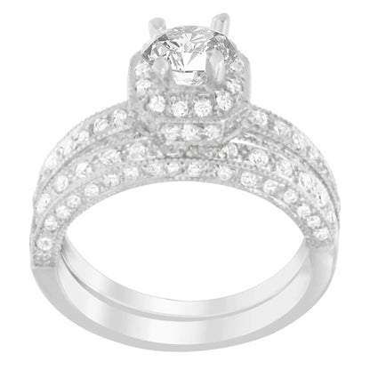 14K White Gold 1 ct. TDW Round Cut Diamond Ring (G-H, I1-I2) - Anti Spier 