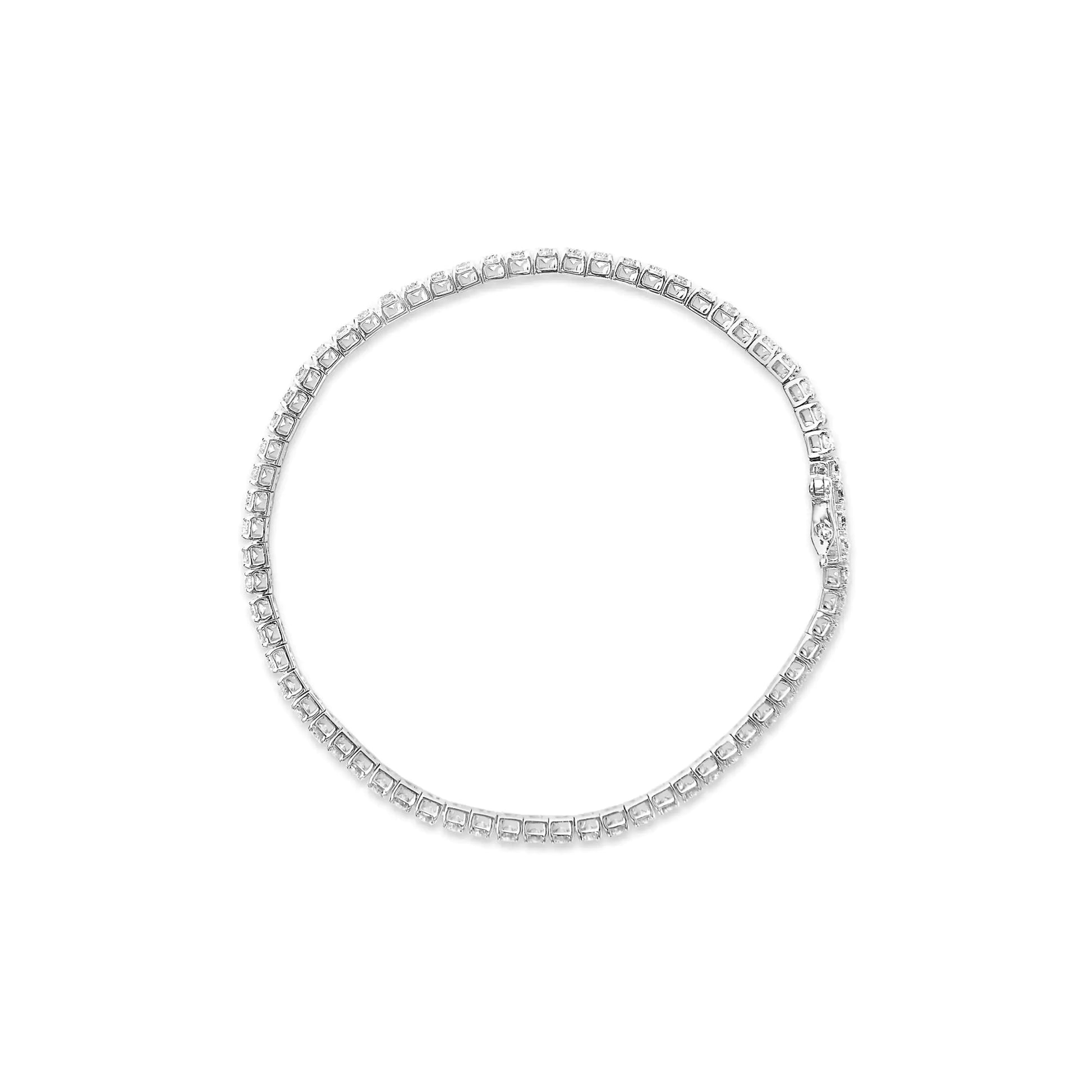 14K White Gold Lab Grown 4.00 Cttw Round Brilliant Cut Diamond Prong Set Classic Tennis Bracelet - 7" (F-G Color, VS2-SI1 Clarity) - Anti Spier 