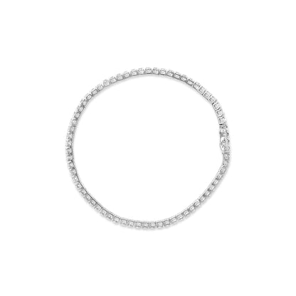 14K White Gold Lab Grown 4.00 Cttw Round Brilliant Cut Diamond Prong Set Classic Tennis Bracelet - 7" (F-G Color, VS2-SI1 Clarity) - Anti Spier 