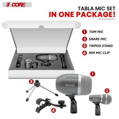 5Core Tabla Microphone Set Uni-Directional XLR Kick Snare Bayan Dayan Instrument Mic