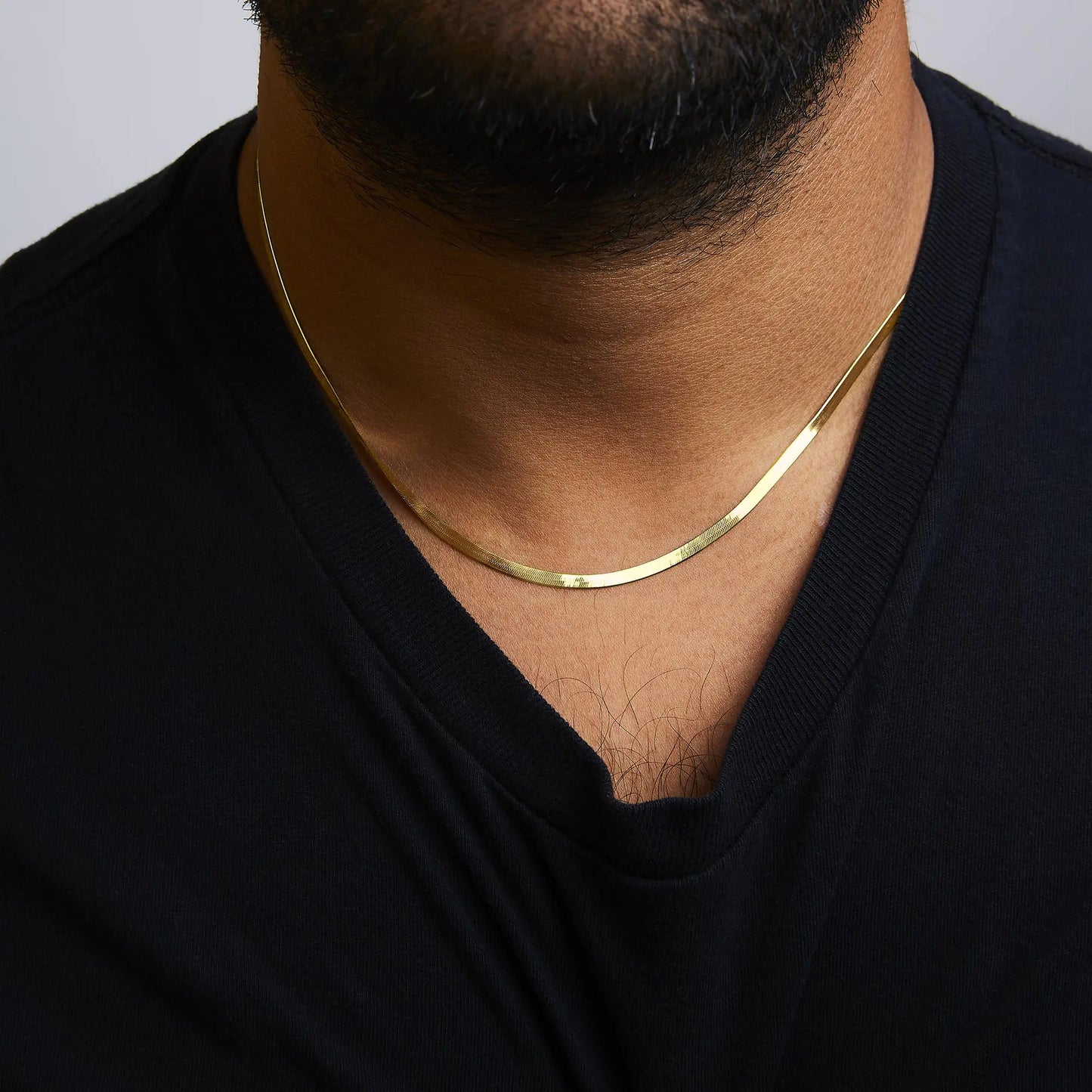 Unisex Solid 14K Gold 2.8mm Imperial Herringbone Chain Necklace - Anti Spier 