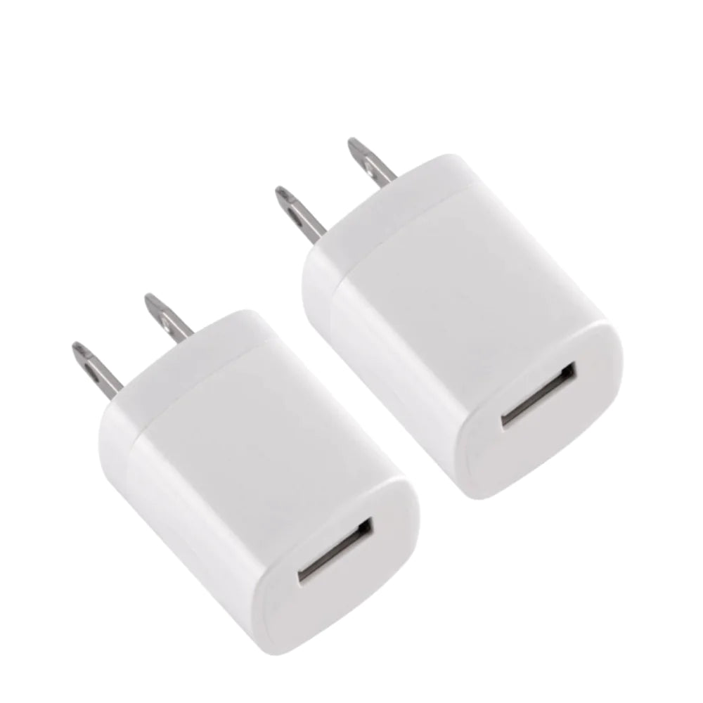 2-Pack White 1A USB Power Adapter - Anti Spier 