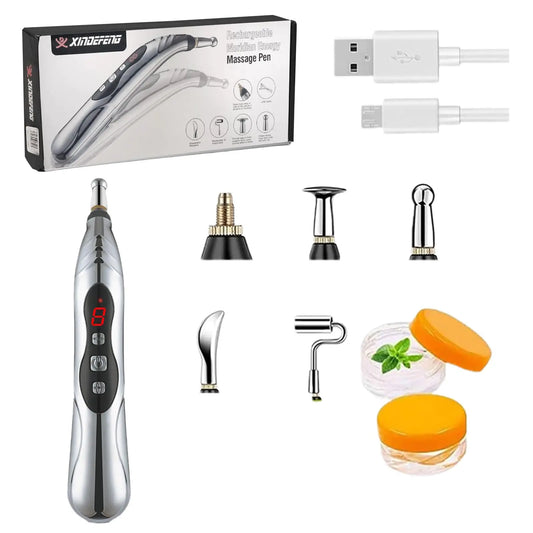 Acupuncture Pen 9 Intensity Levels 5-in-1 Electronic Acupuncture Pen Pain Relief Therapy Rechargeable Powerful Meridian Energy Massage Pen Relief Pain Tools