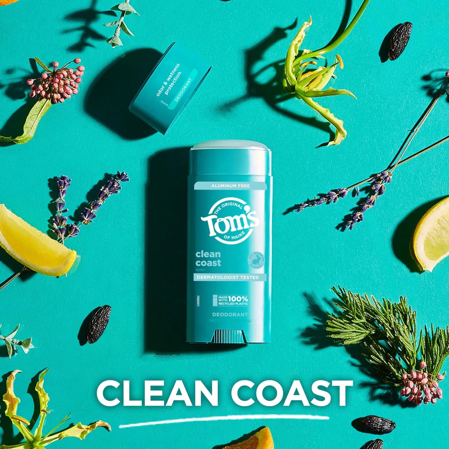 Tom’s of Maine Clean Coast Aluminum Free Natural Deodorant For Women & Men | Goes on Clear | Odor & Wetness Protection | Naturally Derived and Moisture-Locking Ingredients | 3.25 oz 3.25 Ounce (Pack of 1)