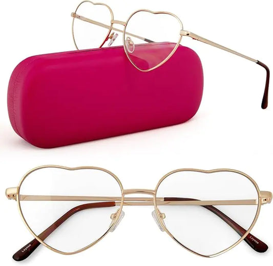 Blue Light Glasses For Woman Cute Gold Frame Heart Shaped Bluelight Glasses Blue Light Blocking Glasses for Computer Screen Phone TV Gaming