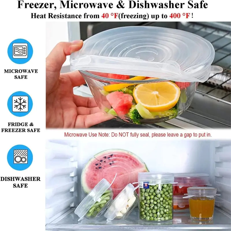 Silicone Stretch Lids Reusable Airtight Food Wrap Covers