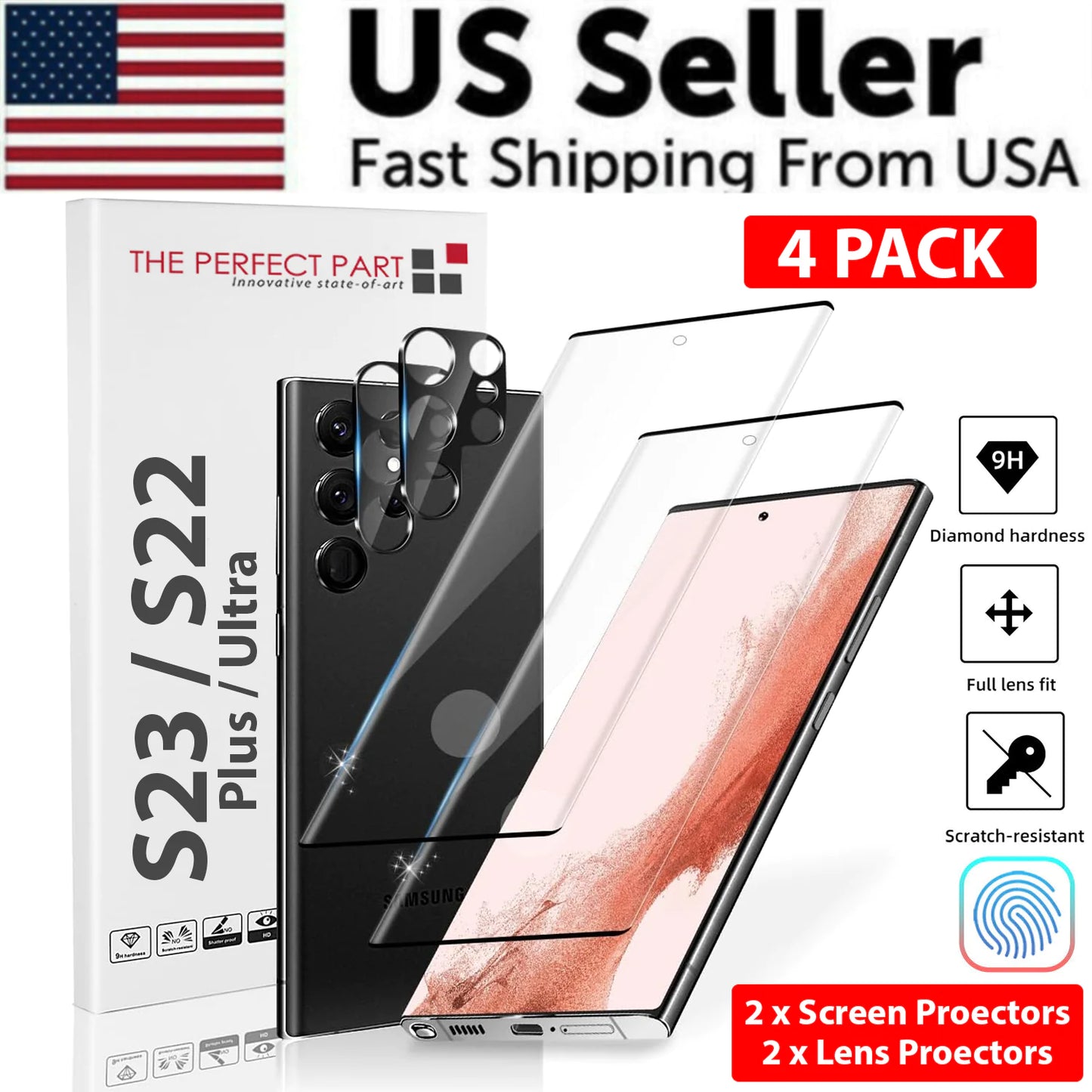 Tempered Glass Screen Protector Lens Hydrogel For Samsung S23 S22 Ultra Plus USA - Anti Spier 