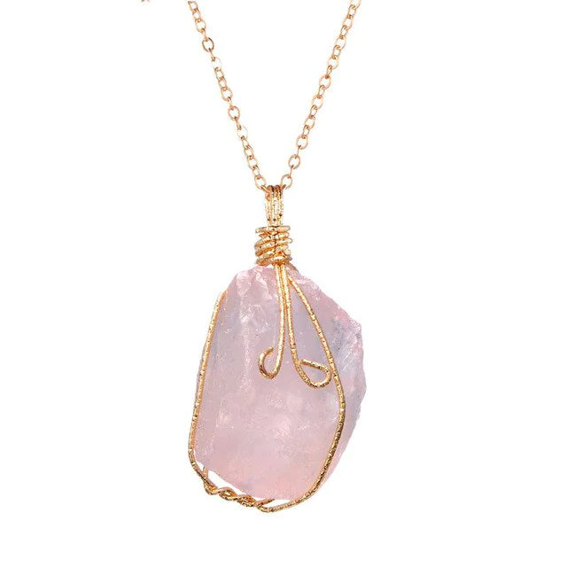 Natural Gemstone Necklace Chakra Stone Pendant Energy Healing Crystal with Chain - Anti Spier 