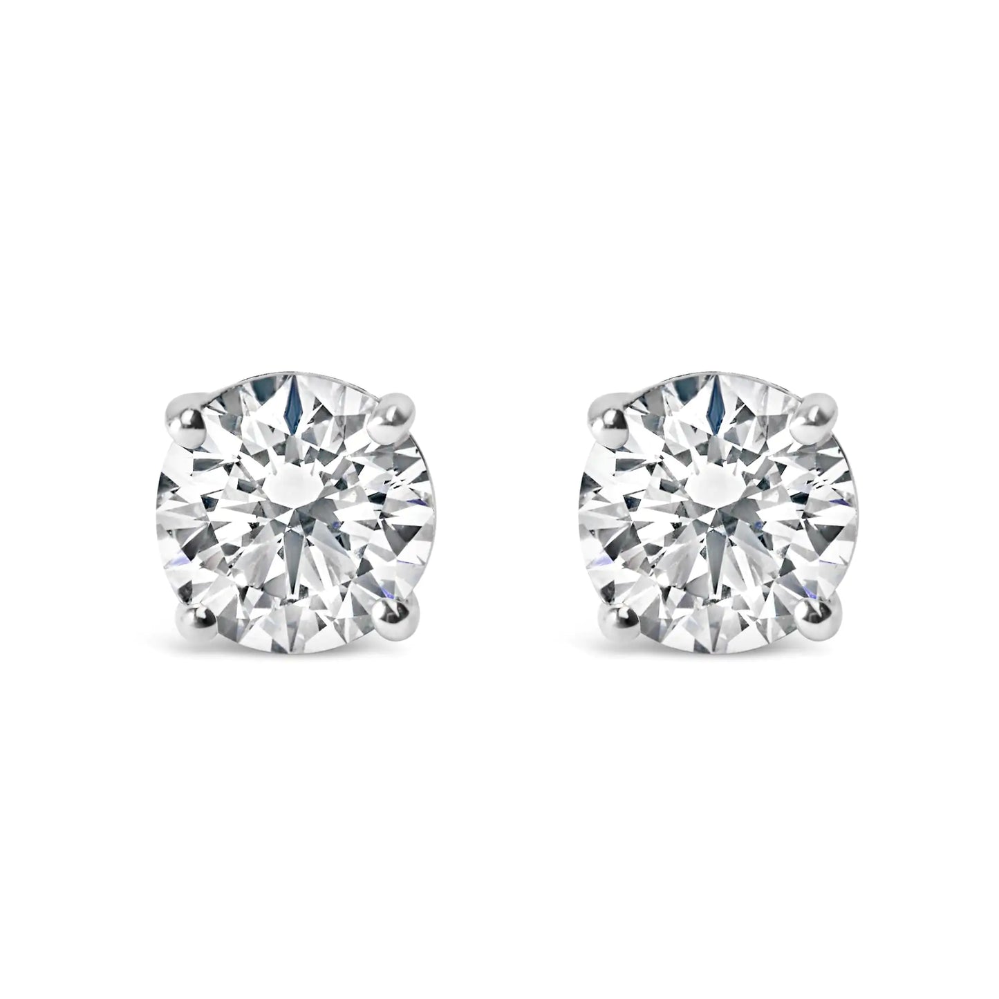 IGI Certified 14K White Gold 1 1/2 Cttw Round Diamond Solitaire Stud Earrings with Screwbacks (G-H Color, I1-I2 Clarity) - Anti Spier 