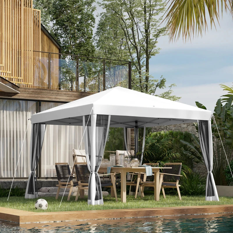 Outsunny 10' x 10' Pop Up Canopy Tent with Netting, Instant Gazebo, Screen House Room with Carry Bag, Height Adjustable, for Outdoor, Garden, Patio, Camping, Light Blue by Dropsure