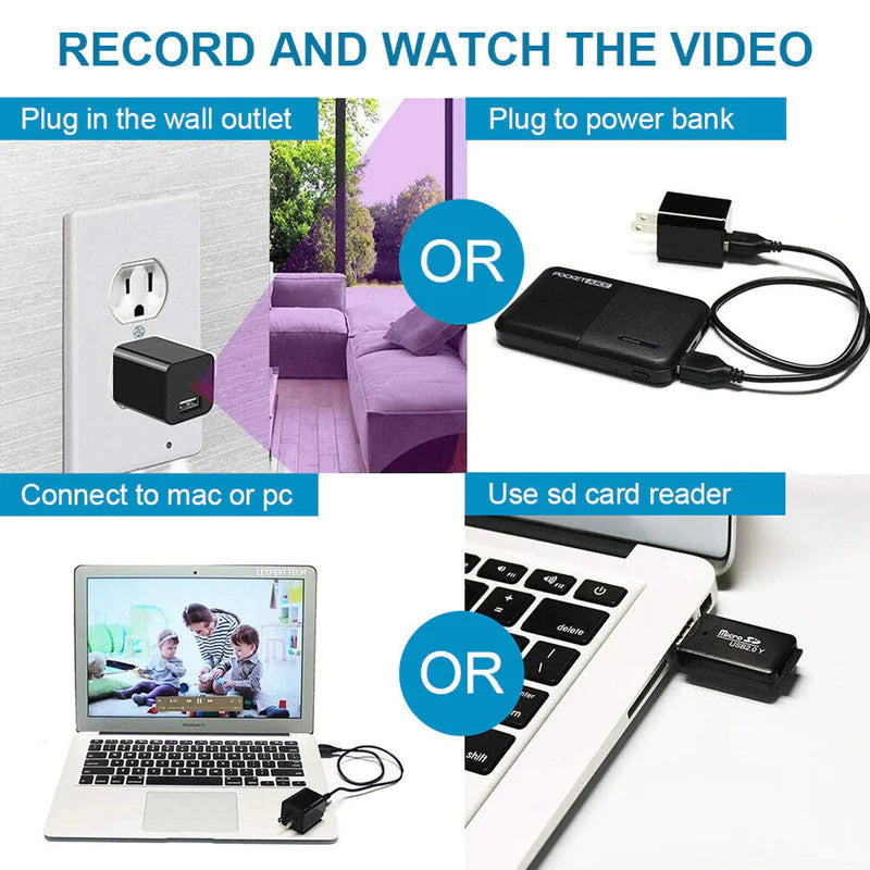 Mini Hidden Camera Home Security Nanny Cam Full HD 1080P DVR Night Vision Audio - Anti Spier 