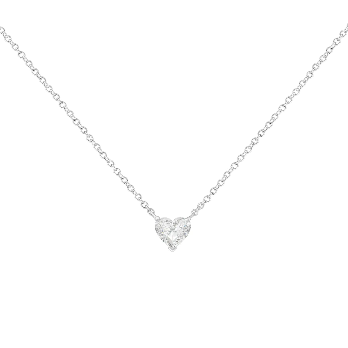 14k White Gold 1/4 Cttw Lab Grown Heart Shape Diamond Solitaire 18" Pendant Necklace (E-F Color, SI1-SI2 Clarity) - Anti Spier 