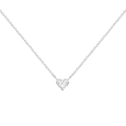 14k White Gold 1/4 Cttw Lab Grown Heart Shape Diamond Solitaire 18" Pendant Necklace (E-F Color, SI1-SI2 Clarity) - Anti Spier 