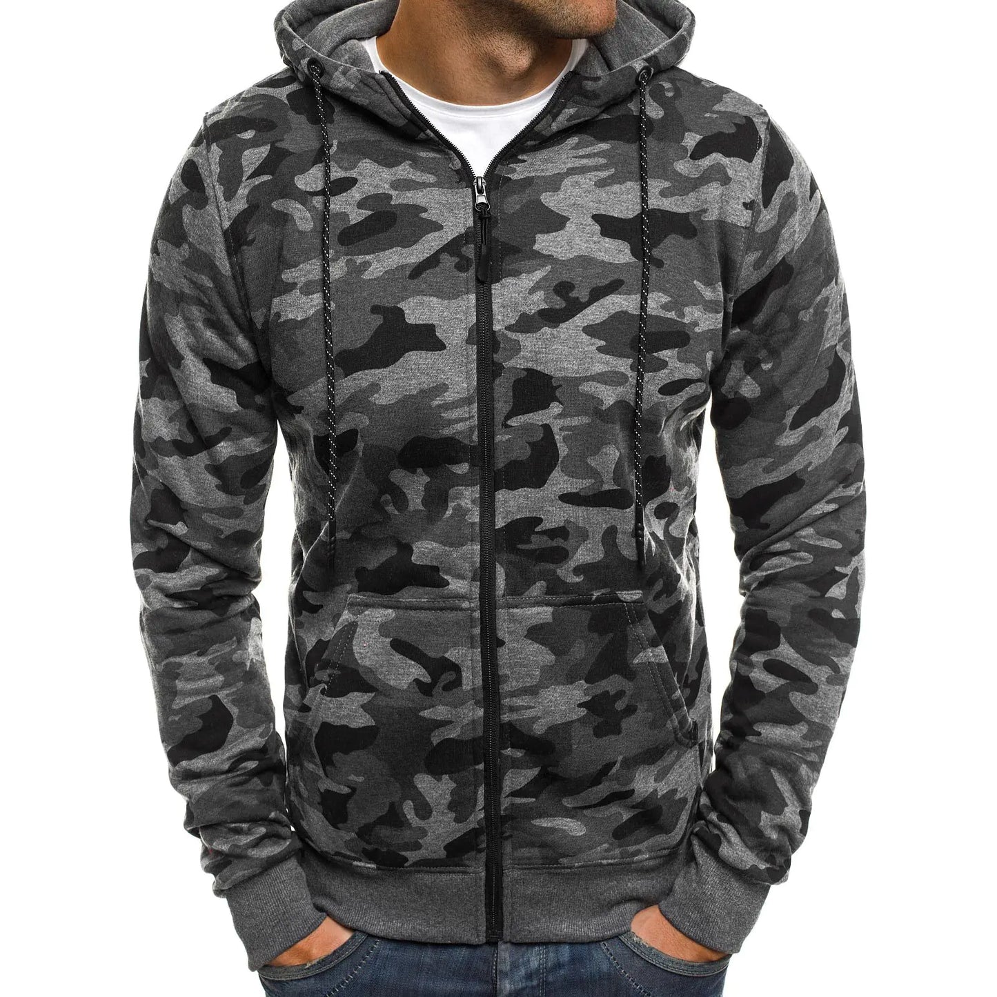 New Fashionable Plus Size Camo Hoodie Cardigan