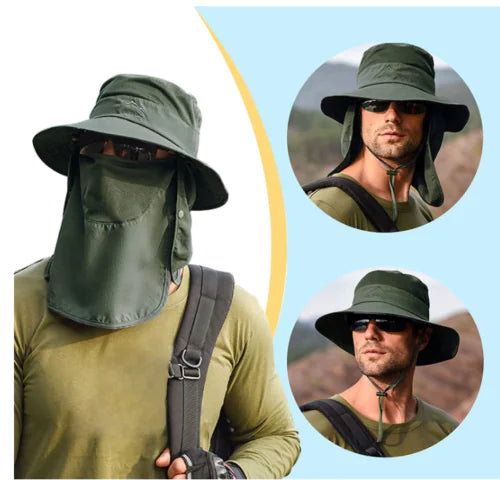 Wide Brim Sun Hat UV Protection Bucket Cap For Hiking Camping Fishing Safari Men - Anti Spier 