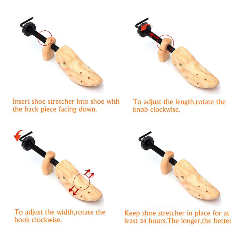 2-Way Wooden Adjustable Shoe Stretcher Expander Men Women Boot Size US 5-13 - Anti Spier 