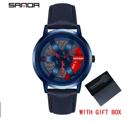 Men's 3D Car Wheel Sports Watch - Waterproof Quartz