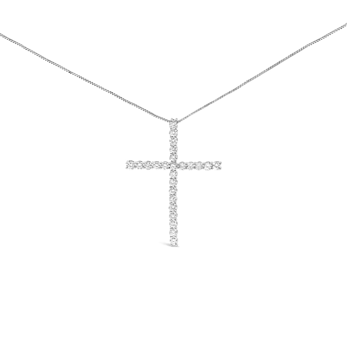 14K White Gold 2.0 Cttw Lab Grown Diamond Cross 18" Inch Pendant Necklace (F-G Color, VS2-SI1 Clarity) - Anti Spier 