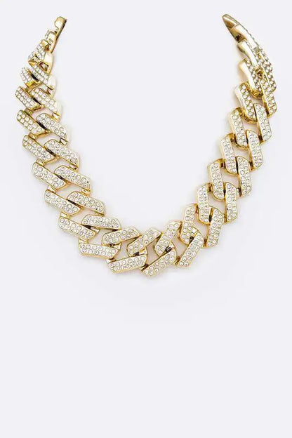 Crystal Pave Chunky Chain Iconic Necklace - Anti Spier 