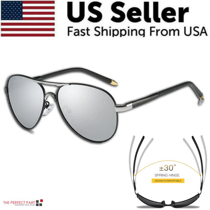 Mens Polarized Pilot Sunglasses Outdoor Driving UV400 Sun Glasses Sport Eyewear - Anti Spier 