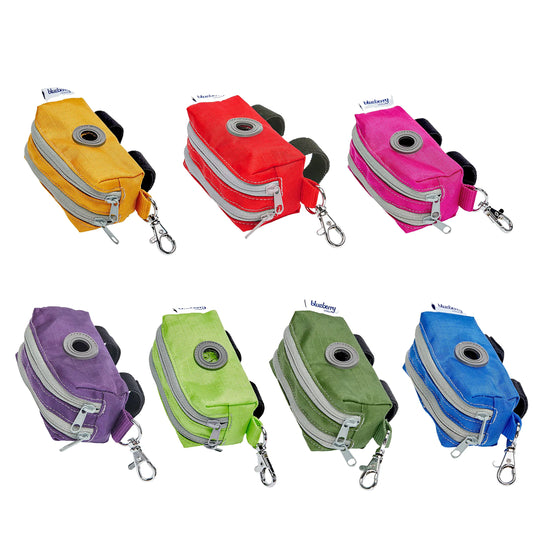 Blueberry Style 2022 New Cerise Pink Dog Waste bag dispenser Solid Color Trash bag dispenser with 2 Auto Locking Zipper Dog poop bag Holder Leash Attachment Includes 1 Roll of Free