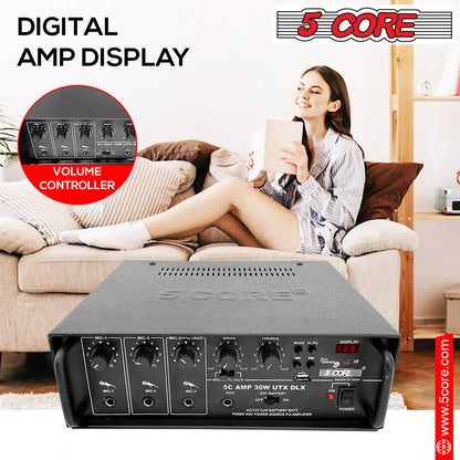 5Core Amplifier Home Audio Stereo Receiver PA Speaker Microphone Surround Sound Amp