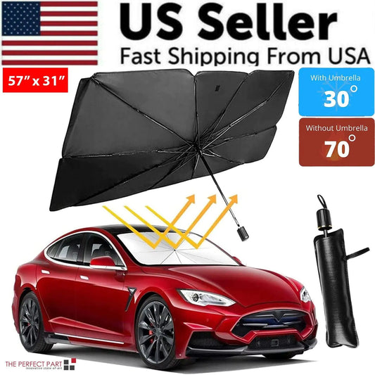 57" Car Windshield Sun Shade Foldable Umbrella Front Window Cover Visor Umbrella