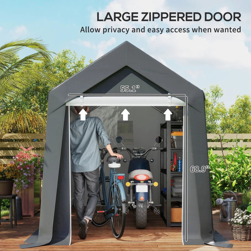 Outsunny 10' x 16' Carport, Heavy Duty Portable Garage Storage Tent with Large Zippered Door, Anti-UV PE Canopy Cover for Car, Truck, Boat, Motorcycle, Bike, Garden Tools, Outdoor Work by Dropsure