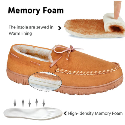 MIXIN Mens Slippers Indoor Outdoor Memory Foam House Shoes Anti-Slip Moccasins Slippers for Men 9 Brown