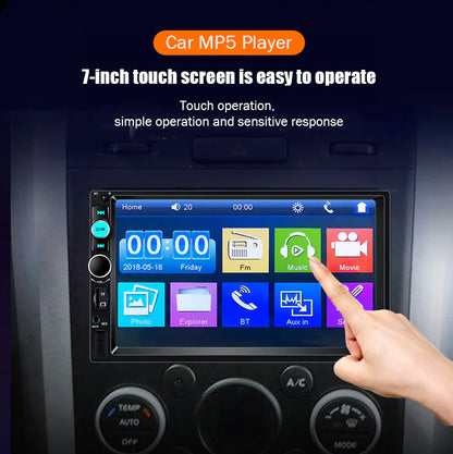 7" Double 2 DIN Car MP5 Player Bluetooth Touch Screen Stereo Radio With Camera - Anti Spier 