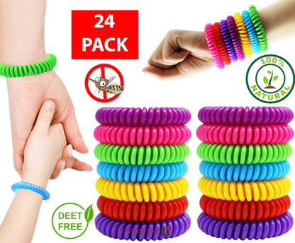 24 Pack Anti Bug Insect Pest Repellent Bracelet Wrist Band Natural Protection US - Anti Spier 