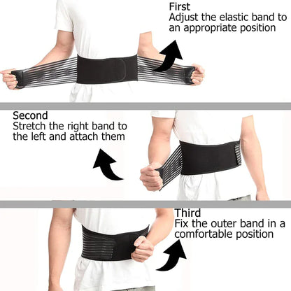 Lower Back Support Brace Lumbar Waist Belt Double Pull Breathable Belt Men Women - Anti Spier 