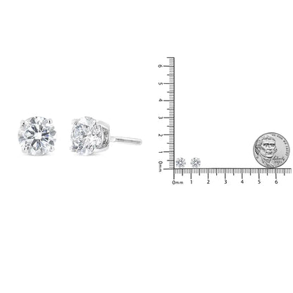 IGI Certified 14K White Gold 1 1/2 Cttw Round Diamond Solitaire Stud Earrings with Screwbacks (G-H Color, I1-I2 Clarity) - Anti Spier 