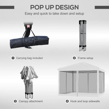 Outsunny 10' x 10' Pop Up Canopy Tent with Netting, Instant Gazebo, Screen House Room with Carry Bag, Height Adjustable, for Outdoor, Garden, Patio, Camping, Light Blue by Dropsure
