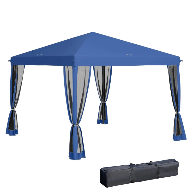 Outsunny 10' x 10' Pop Up Canopy Tent with Netting, Instant Gazebo, Screen House Room with Carry Bag, Height Adjustable, for Outdoor, Garden, Patio, Camping, Light Blue by Dropsure