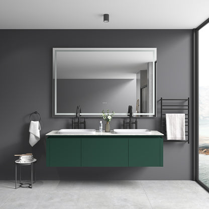 84 x 48 Inch LED Bathroom Mirror with Front and Backlight, Wall Mounted Vanity Mirror with Aluminum Frame, Anti-Fog, Memory, 3 Colors, Stepless Dimmable by Dropsure