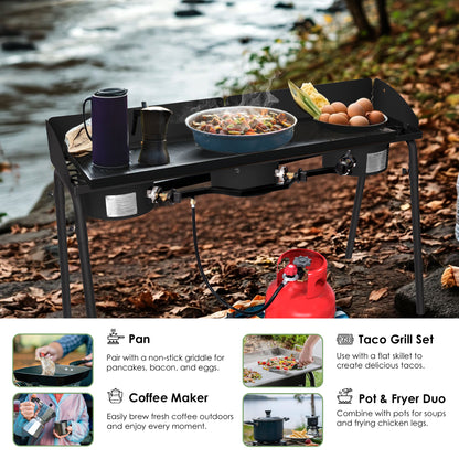 Three Burner Outdoor Portable Camping Gas Stove with Removable Legs, Portable Bag and Windshield, Camping Stove Propane for Cooking, CSA Certified, Outdoor Propane Burner by Dropsure