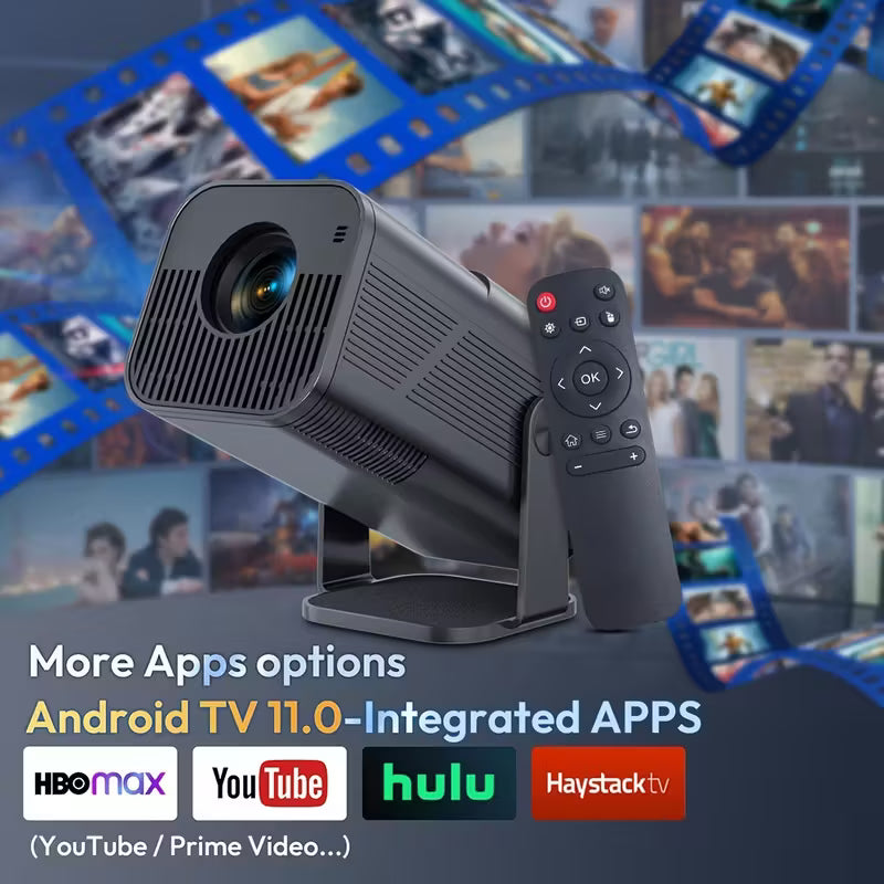 Advanced Portable Projector | 4K Video Decoding, WiFi 6, 1080P Home Theater, Built-In Android 11.0 | Suitable for Mobile Projection