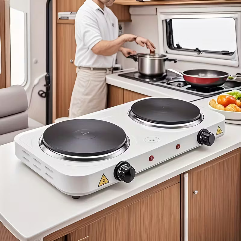 Single burner, Double Burner Electric Stove, Infrared Ceramic Cooktop With Dual Independent Control & Anti-Scald Handles - Portable Hot Plate For Home, Dorm, Camping & RV Use, Fast Heating, Easy To Clean by Anti Spier