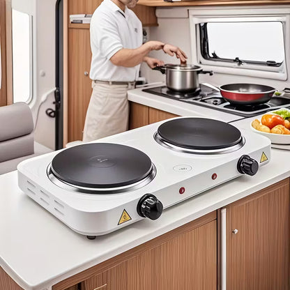 Single burner, Double Burner Electric Stove, Infrared Ceramic Cooktop With Dual Independent Control & Anti-Scald Handles - Portable Hot Plate For Home, Dorm, Camping & RV Use, Fast Heating, Easy To Clean by Anti Spier