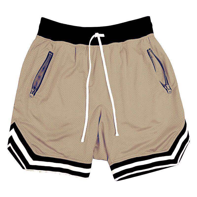 Men's summer quick dry muscle fitness sports shorts Mesh solid color hip hop breathable casual basketball pants