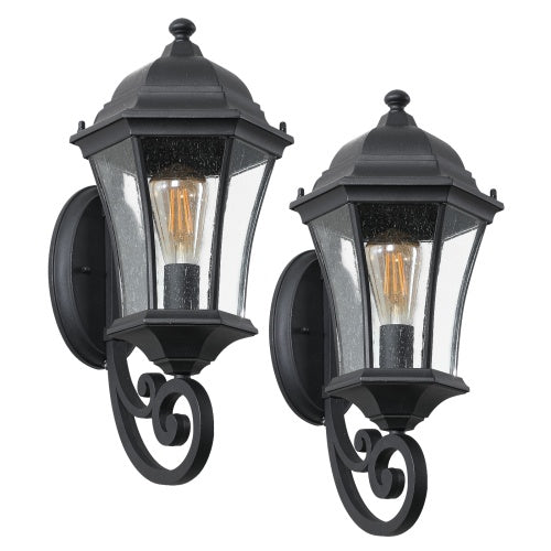 Outdoor Waterproof Glass Retro Wall Light Support Many Types Of Bulbs -2 Packs With Light Sensing